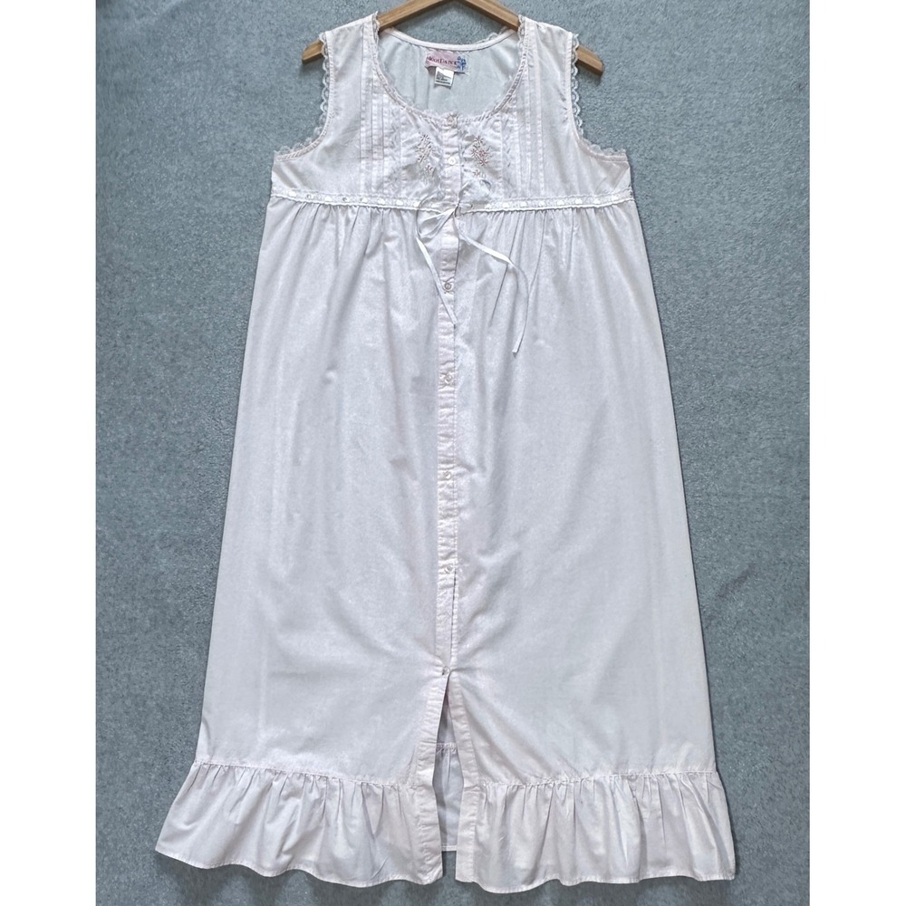 VTG Moon Dance Womens M Nightgown Pink Embroidered Soft Girl Feminine Cottage